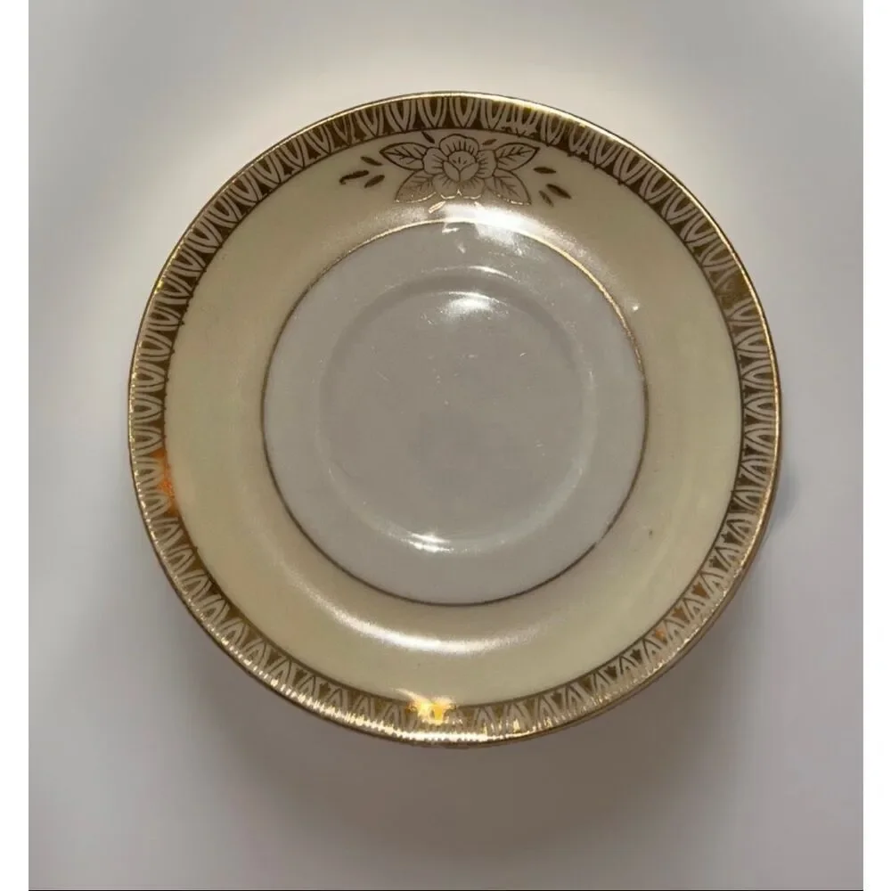 Vintage Chikaramachi Hand Painted Porcelain Creamer  Saucer Made In Japan